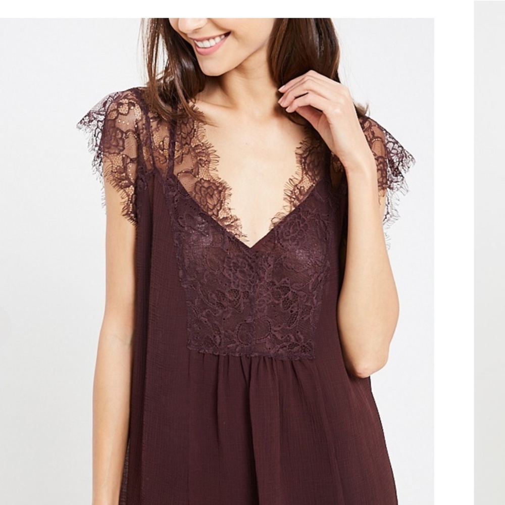 2Piece sheer mesh burgundy, blouse, brand new